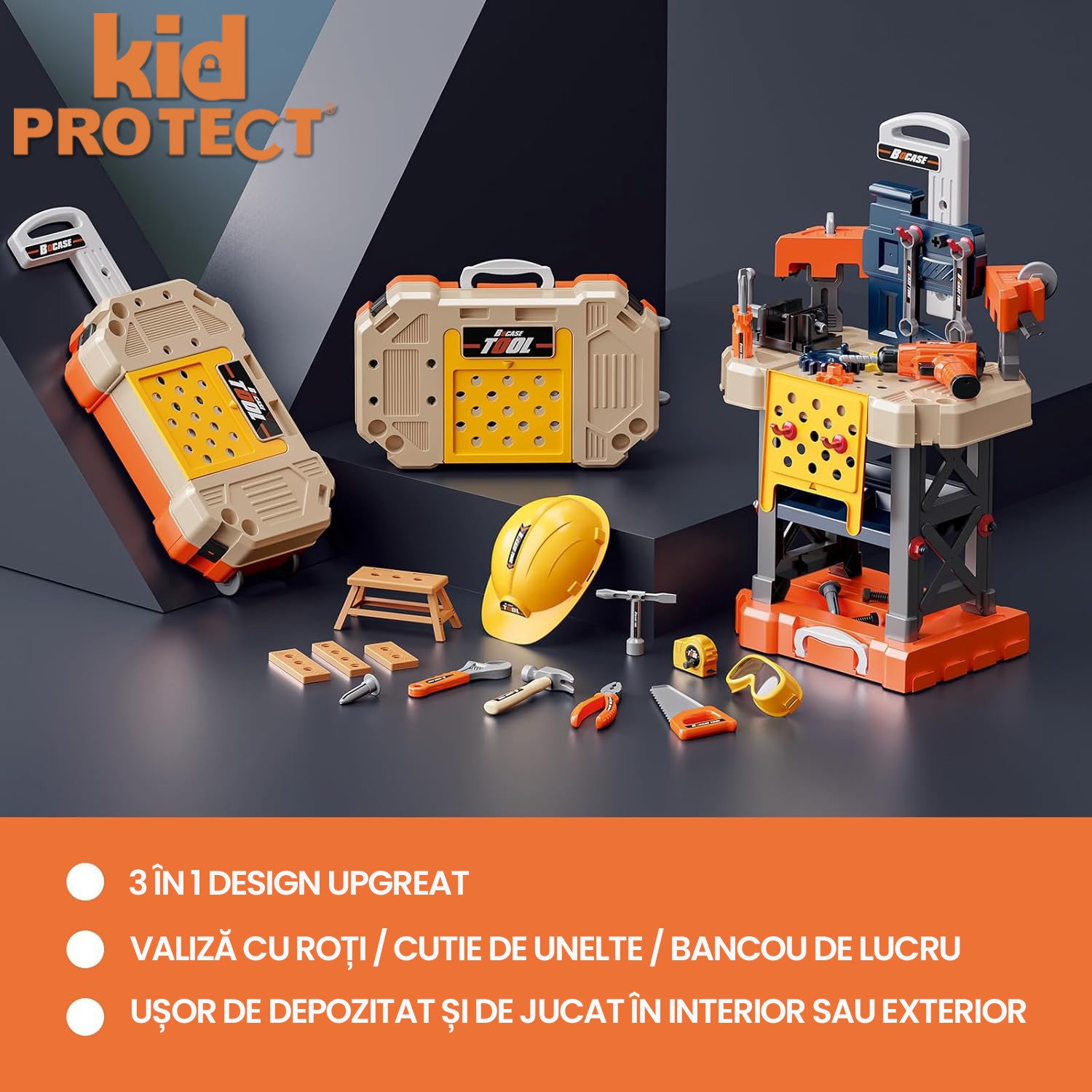 Banc de Lucru Copii 3 in 1 Kidprotect Junior Fix-It Station Banc de Lucru Copii 3 in 1 Kidprotect Junior Fix-It Station
